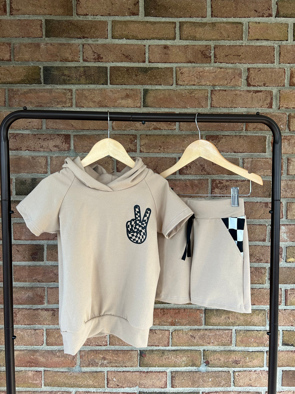 Peace Out Hooded Shirt - Taupe