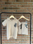 Peace Out Hooded Shirt - Taupe