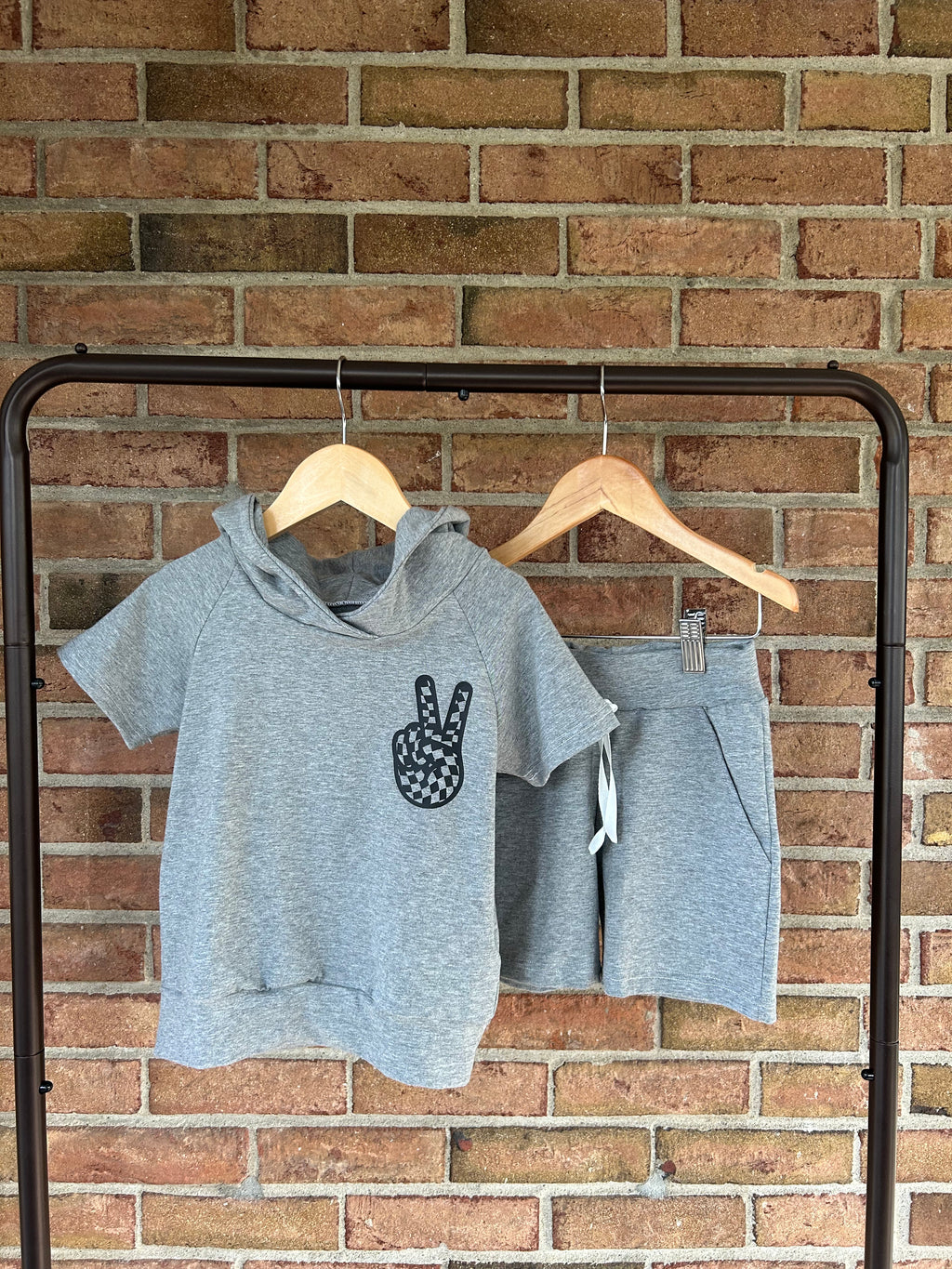 Peace Out Hooded Shirt - Grey