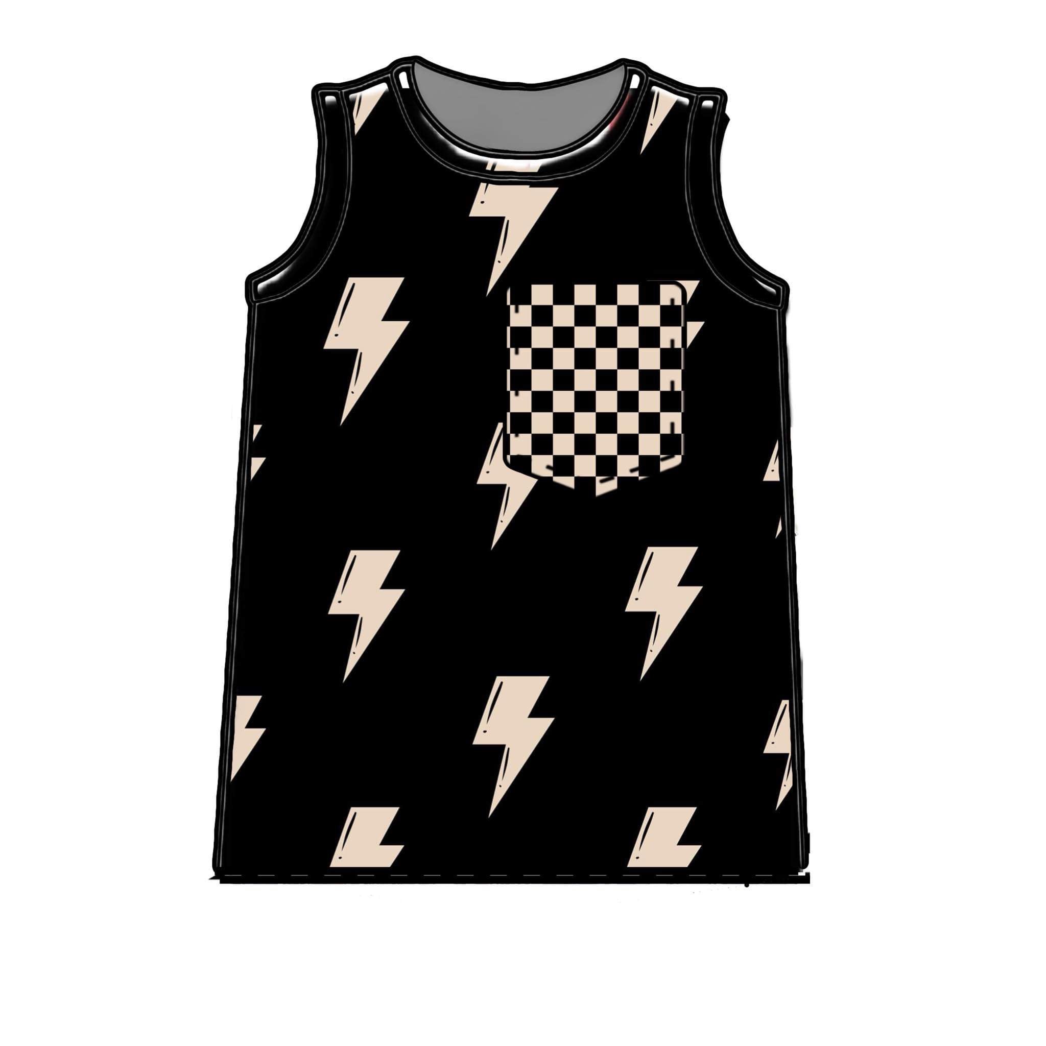 Tank Top - Bolts with Checkered Pocket