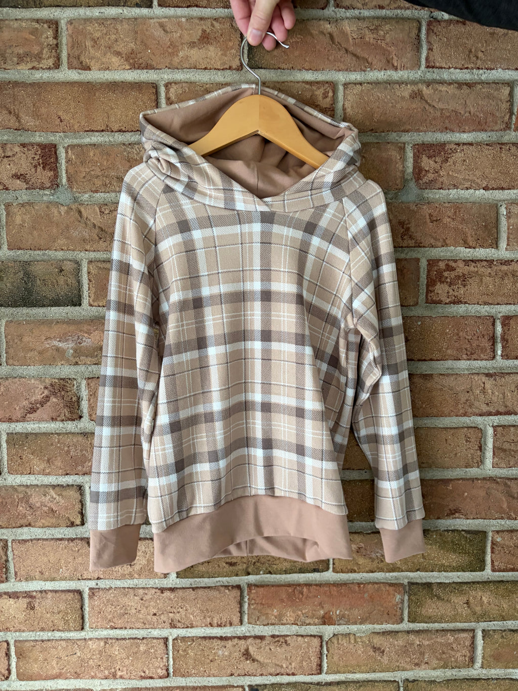 Brown/ Cream Plaid Hoodie - size 5