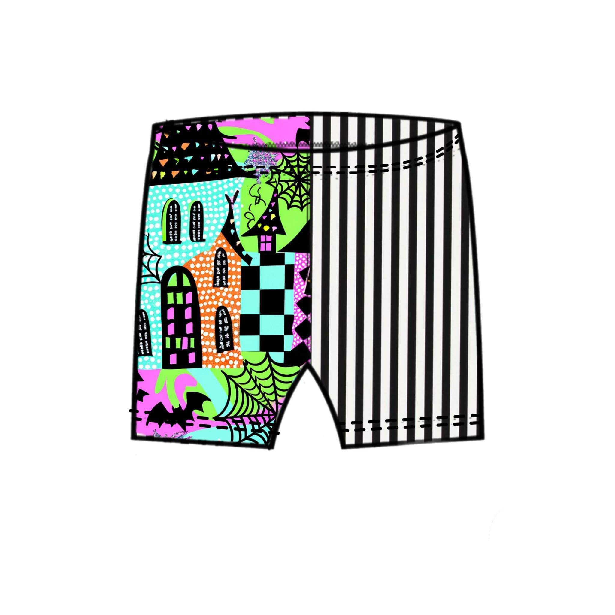 Haunted House Biker Shorts