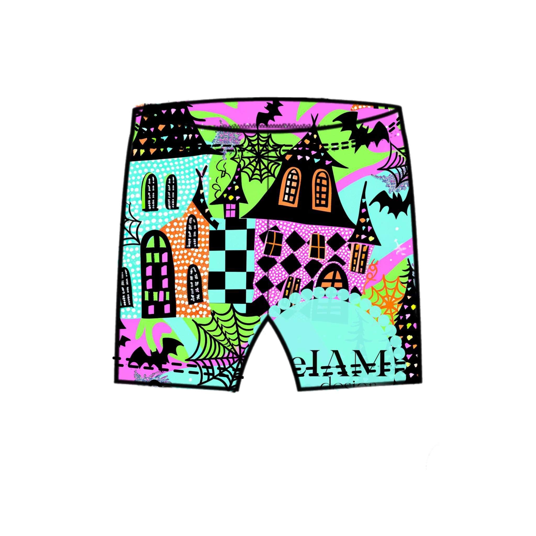 Haunted House Biker Shorts