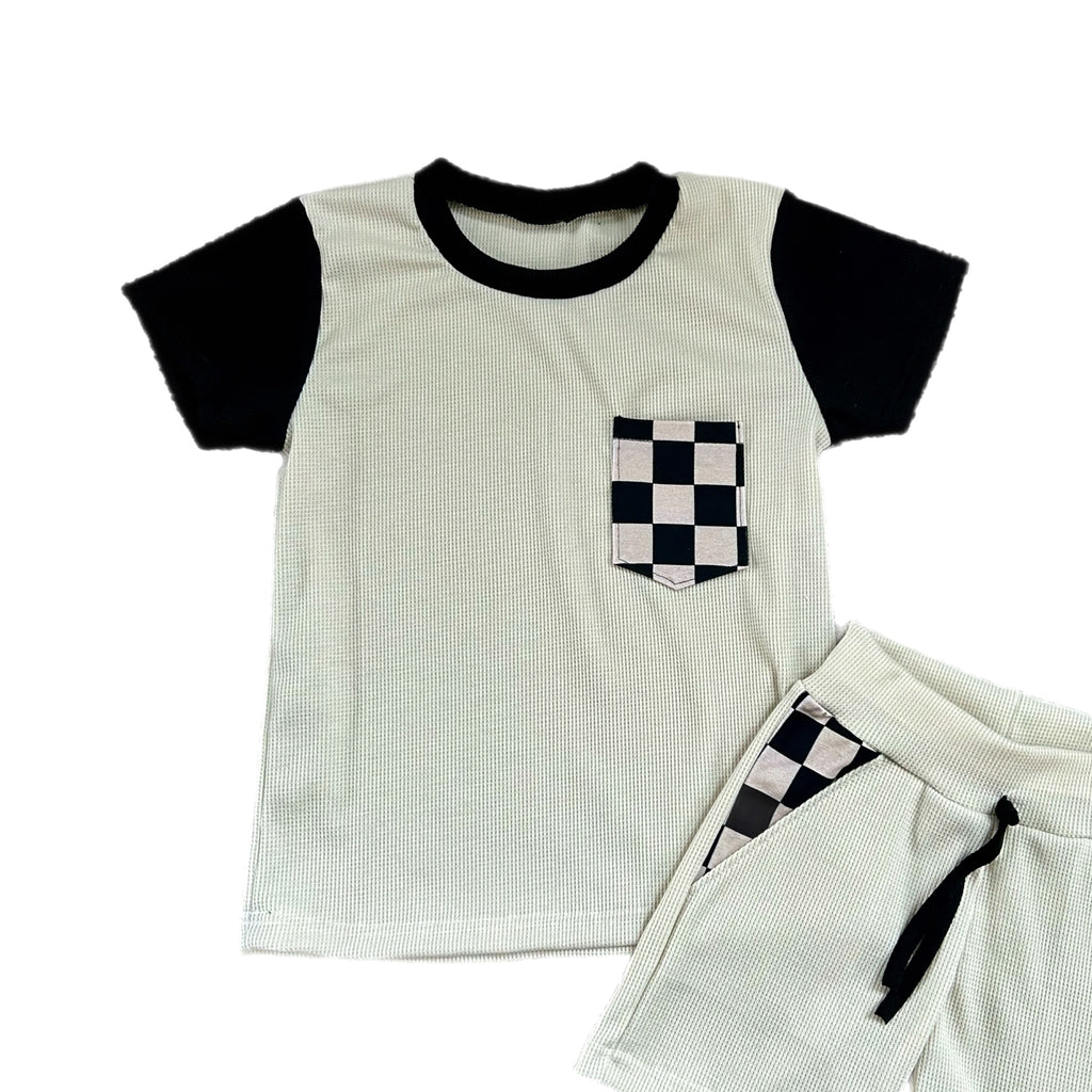 Waffle Knit T Shirt - Cream