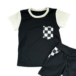 Waffle Knit T Shirt - Black