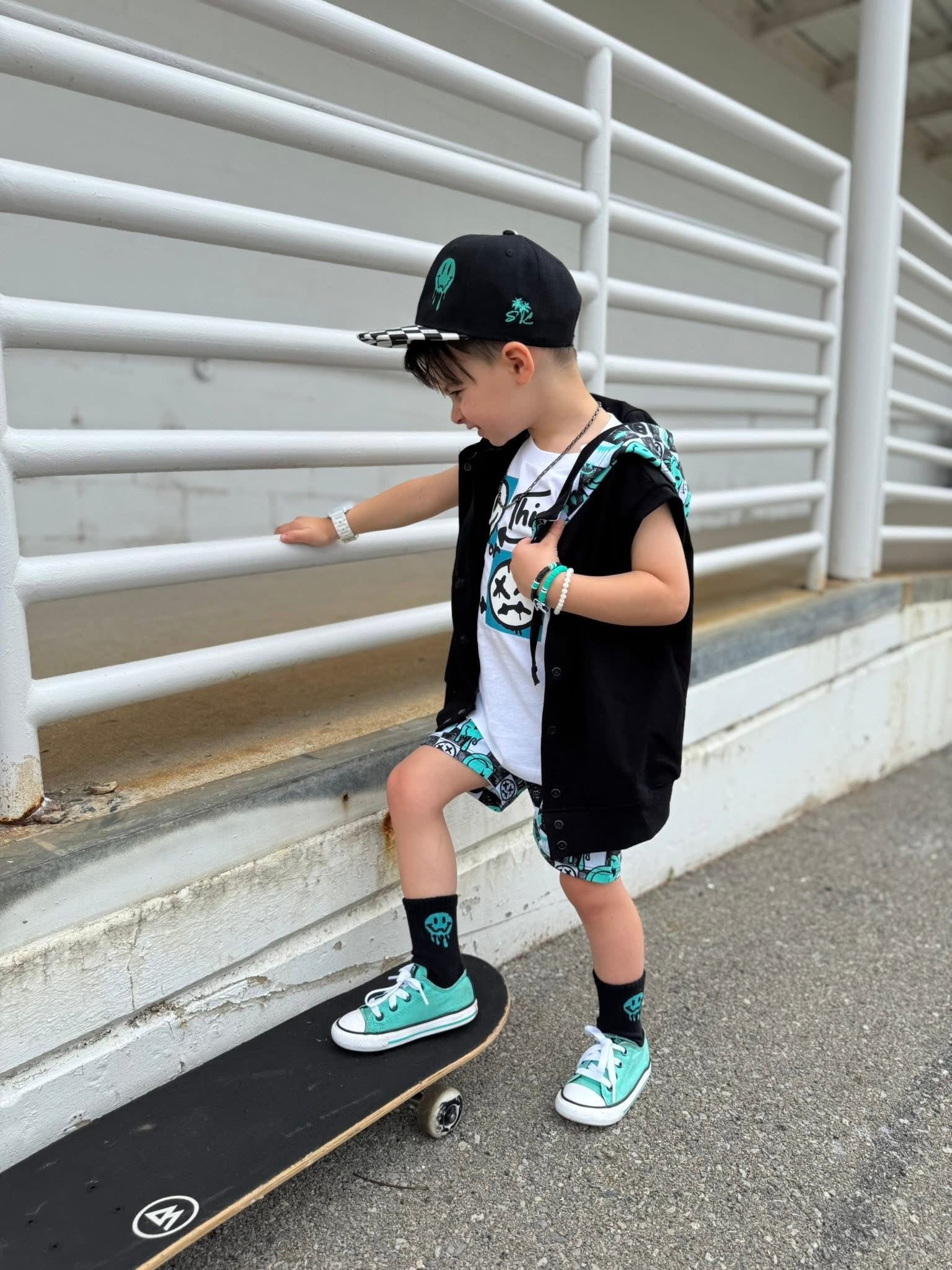 Aqua Smiley Collab - Hooded Vest