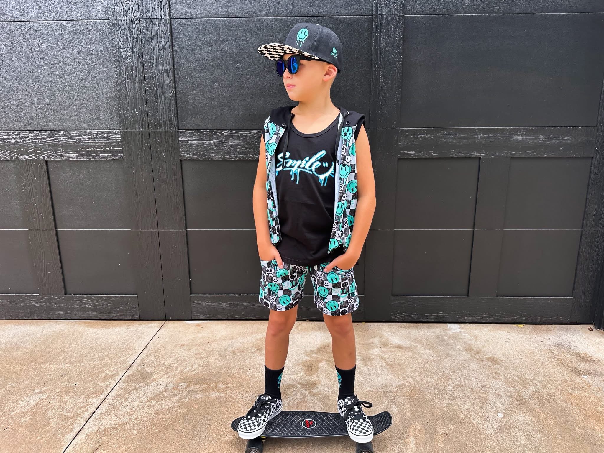 Aqua Smiley Collab - Hooded Vest