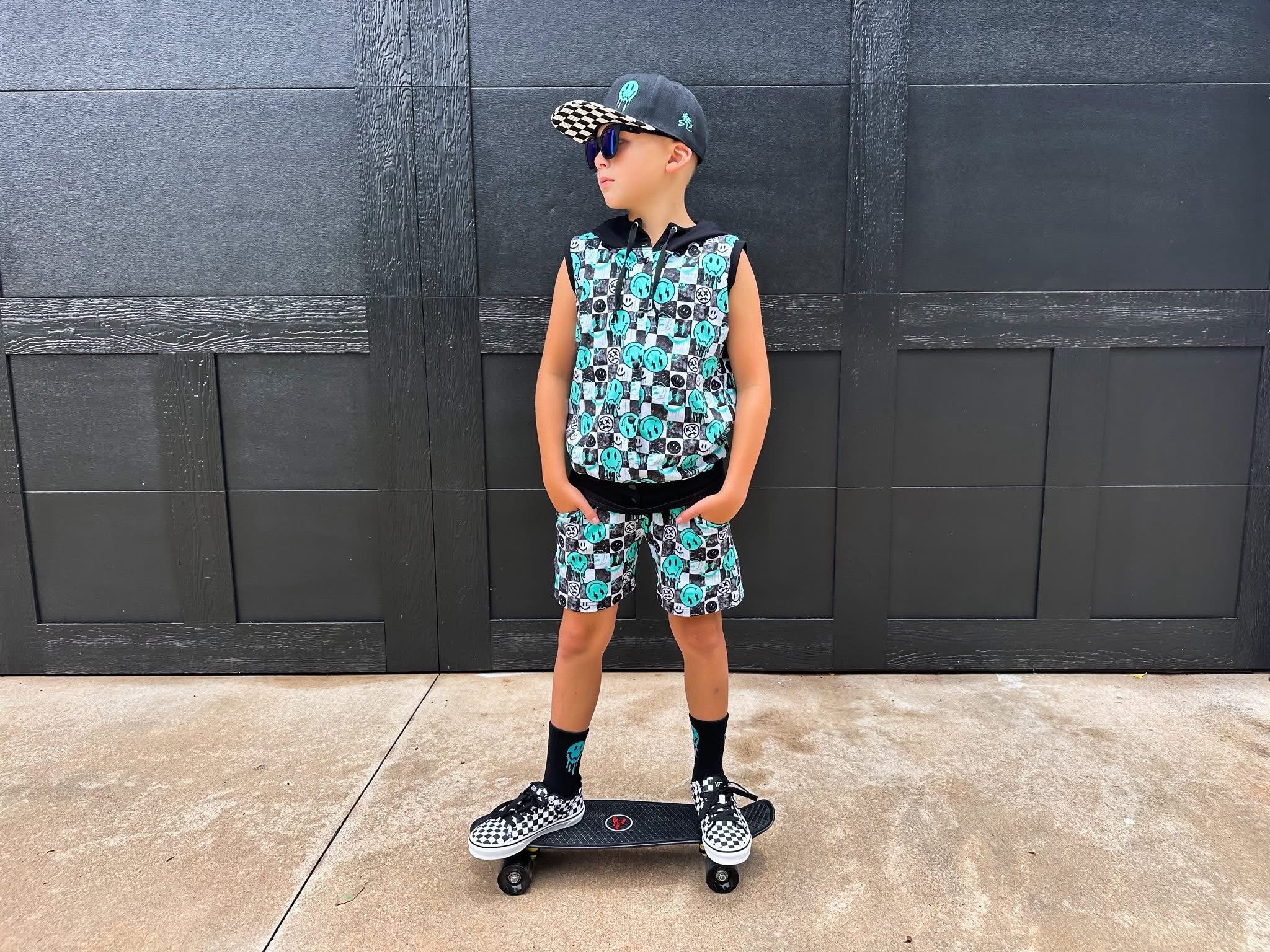 Aqua Smiley Collab - Hooded Vest