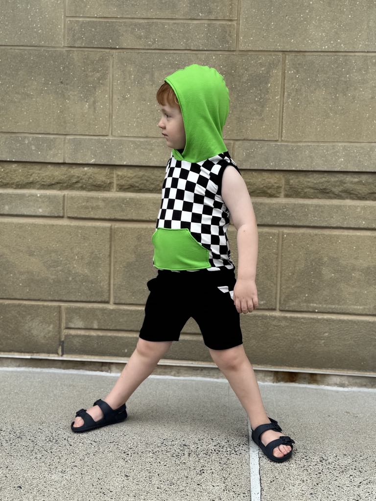 Checkered Hooded Tank - green