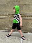 Checkered Hooded Tank - green