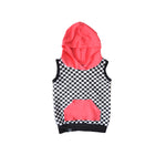 Checkered Hooded Sweatshirt - Bright Coral