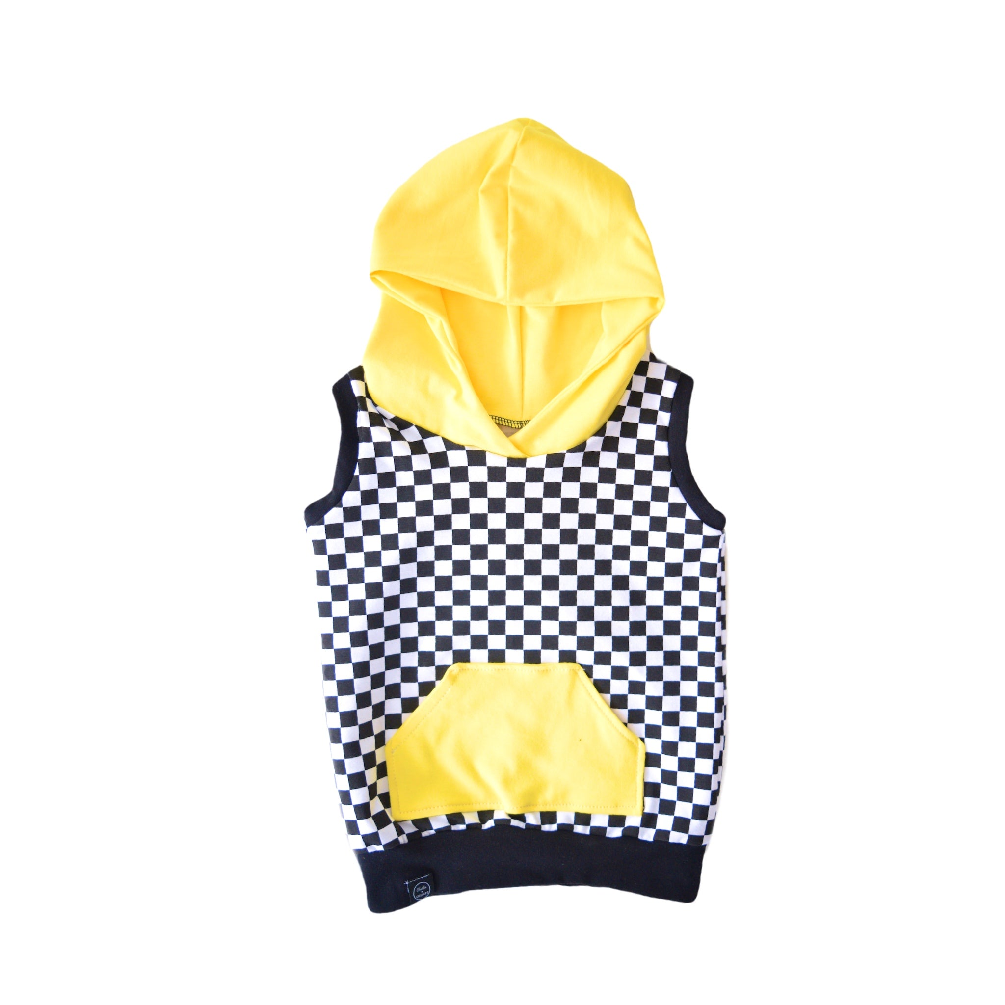 Checkered Hooded Sweatshirt - yellow