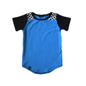 Blue Checkered Detail T-Shirt